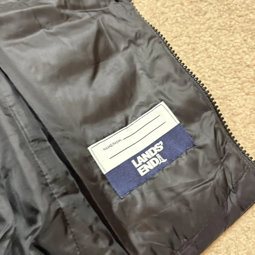 Lands End Puffer Vest NWT Kids M 8 Black Quilted PrimaLoft Insulated Winter Warm
